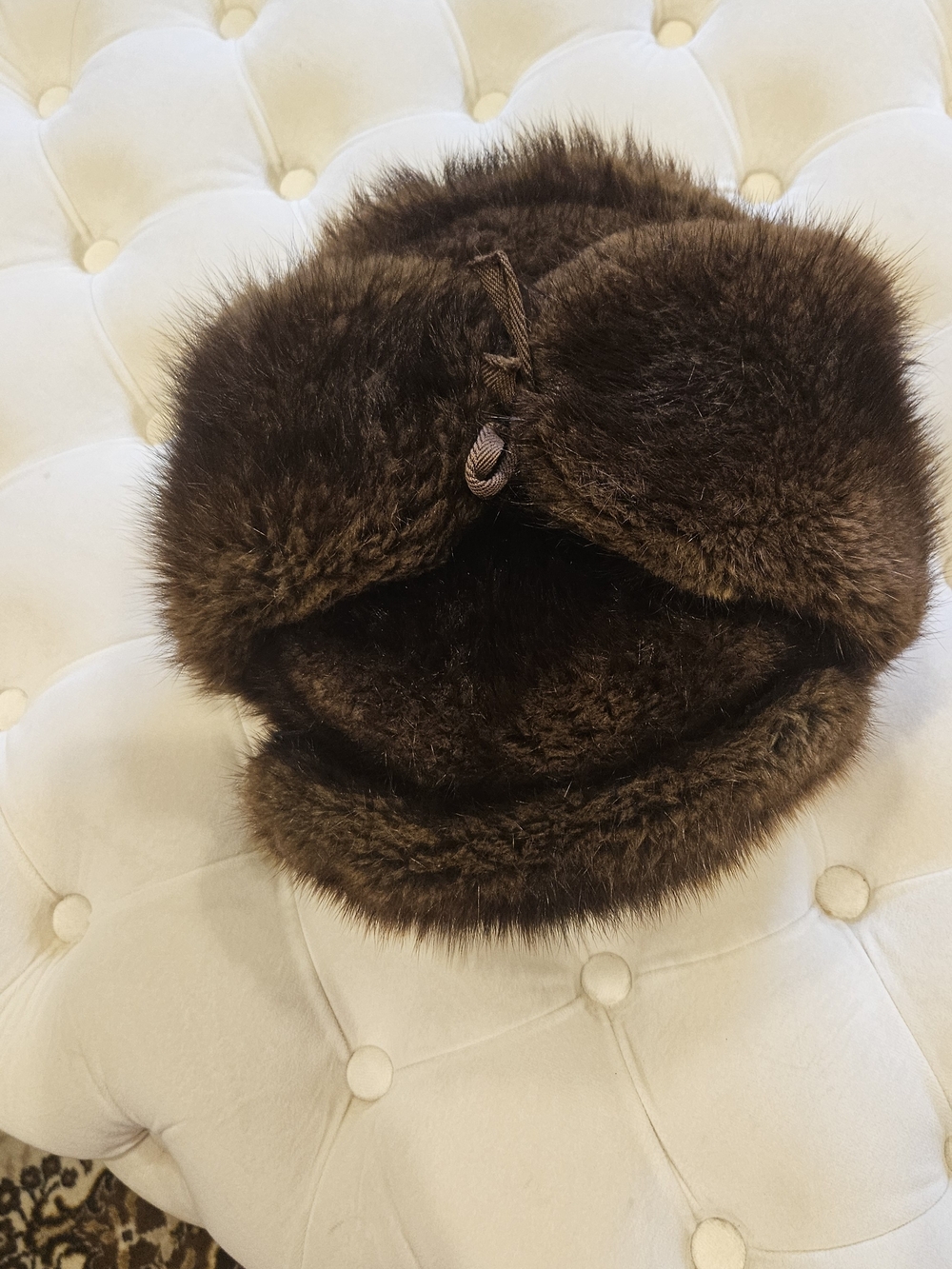 Geunine Fur Man's Winter Hat, Vintage, Brown Color